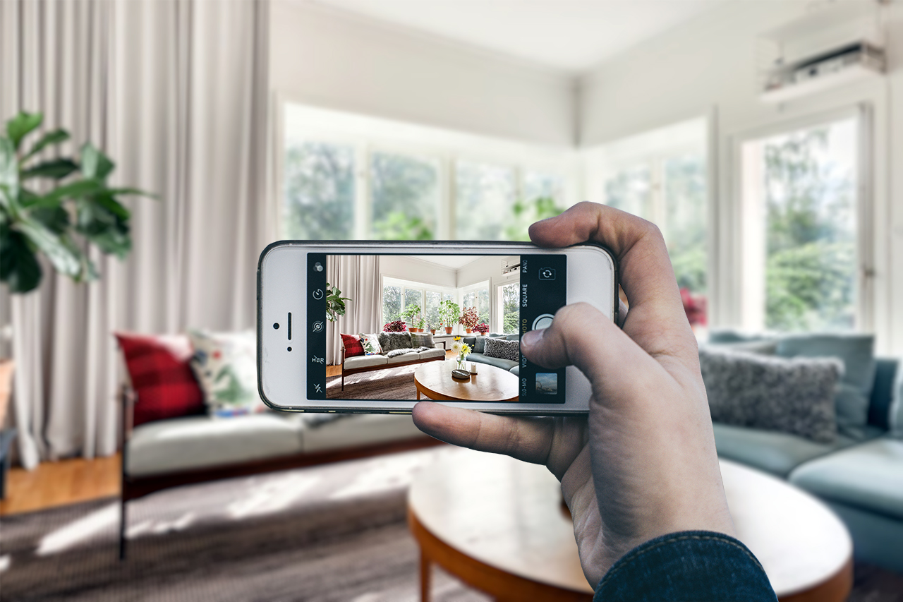 Phone taking picture of living room